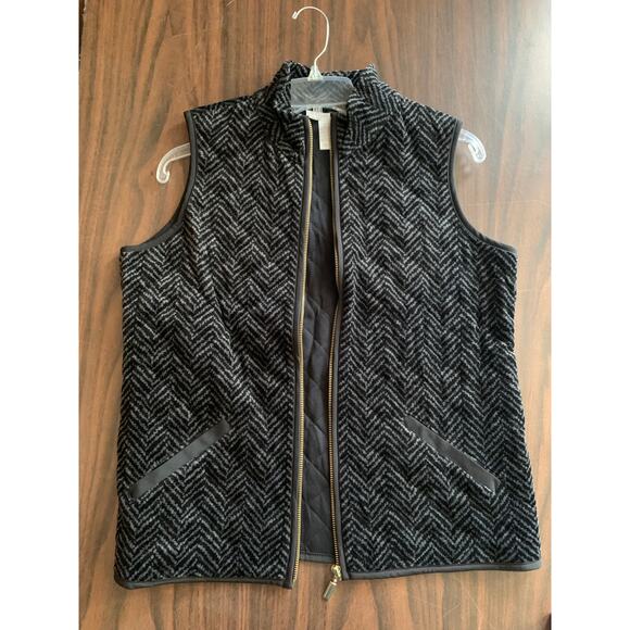 Charter Club herringbone textured vest women's size small black gray full zip - Picture 5 of 13